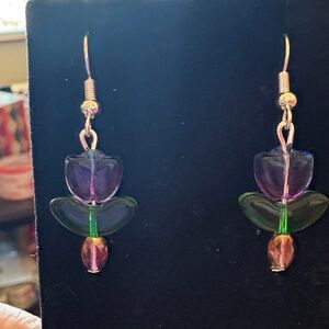 Hand Crafted Glass and Crystal Floral Earrings